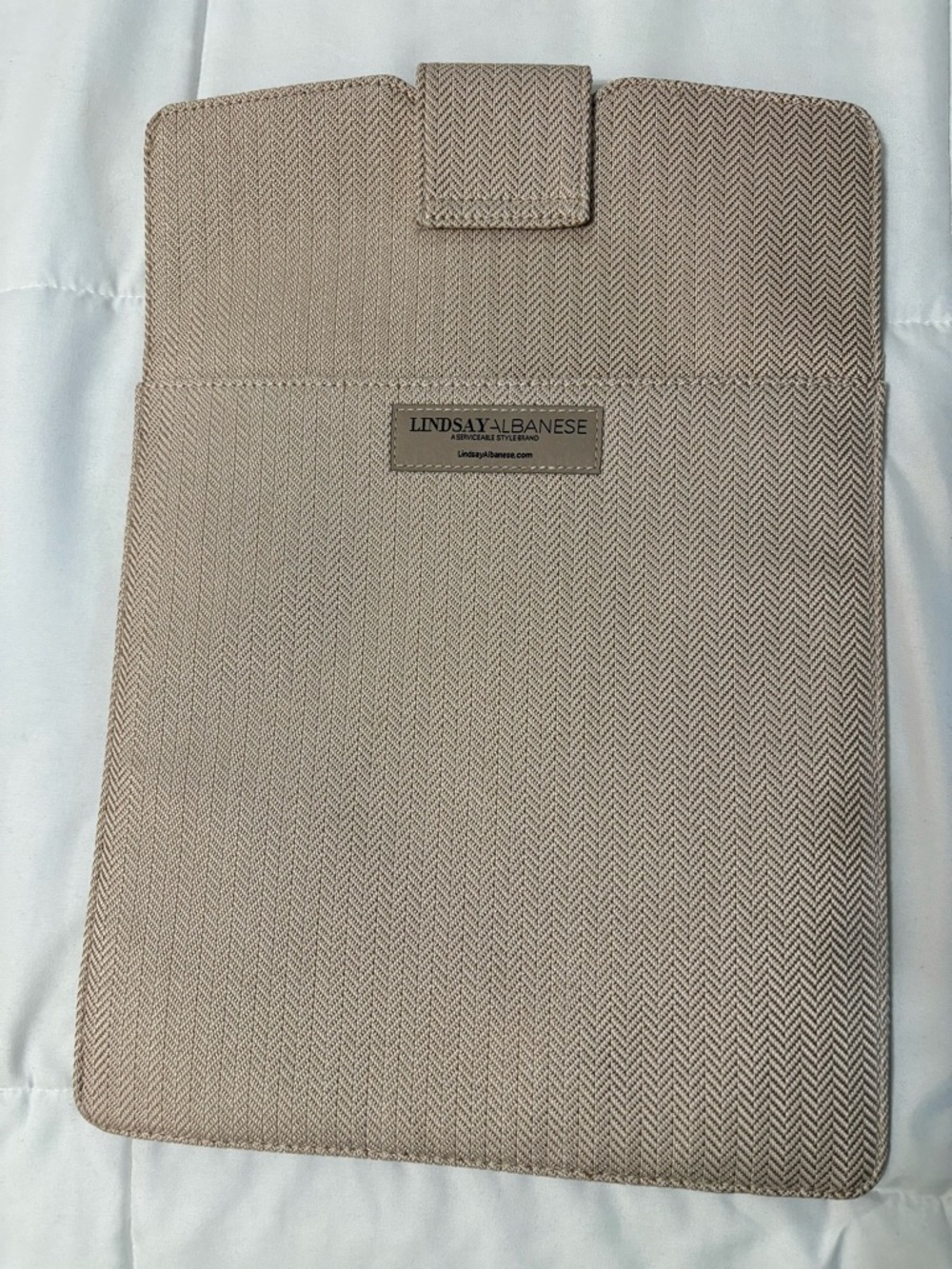 Tan Laptop Sleeve with Snap Closure